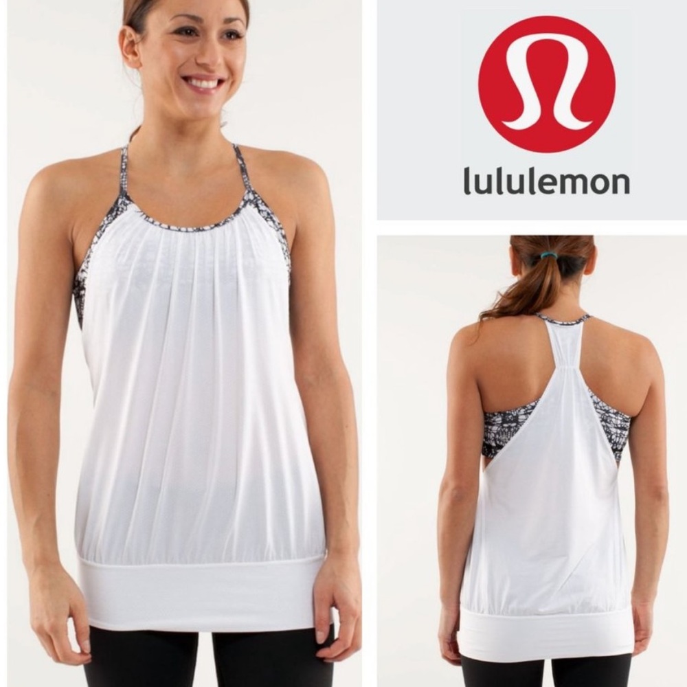 Lululemon No Limits Tank Glacier Lace Black/White